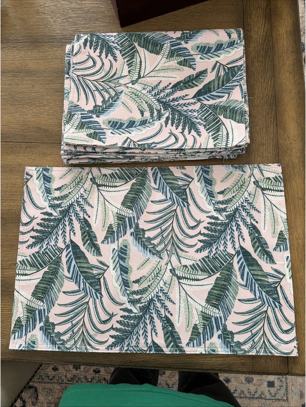 Tommy Bahama Tropical Palm Leaf Placemats Set of 8 Pink Green 13x19